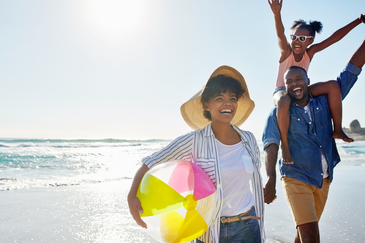 happy family on beach