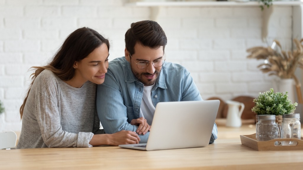 Couple communicating via technology