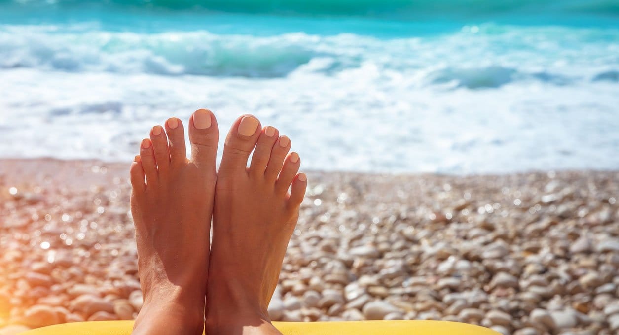 bare feet on the beach