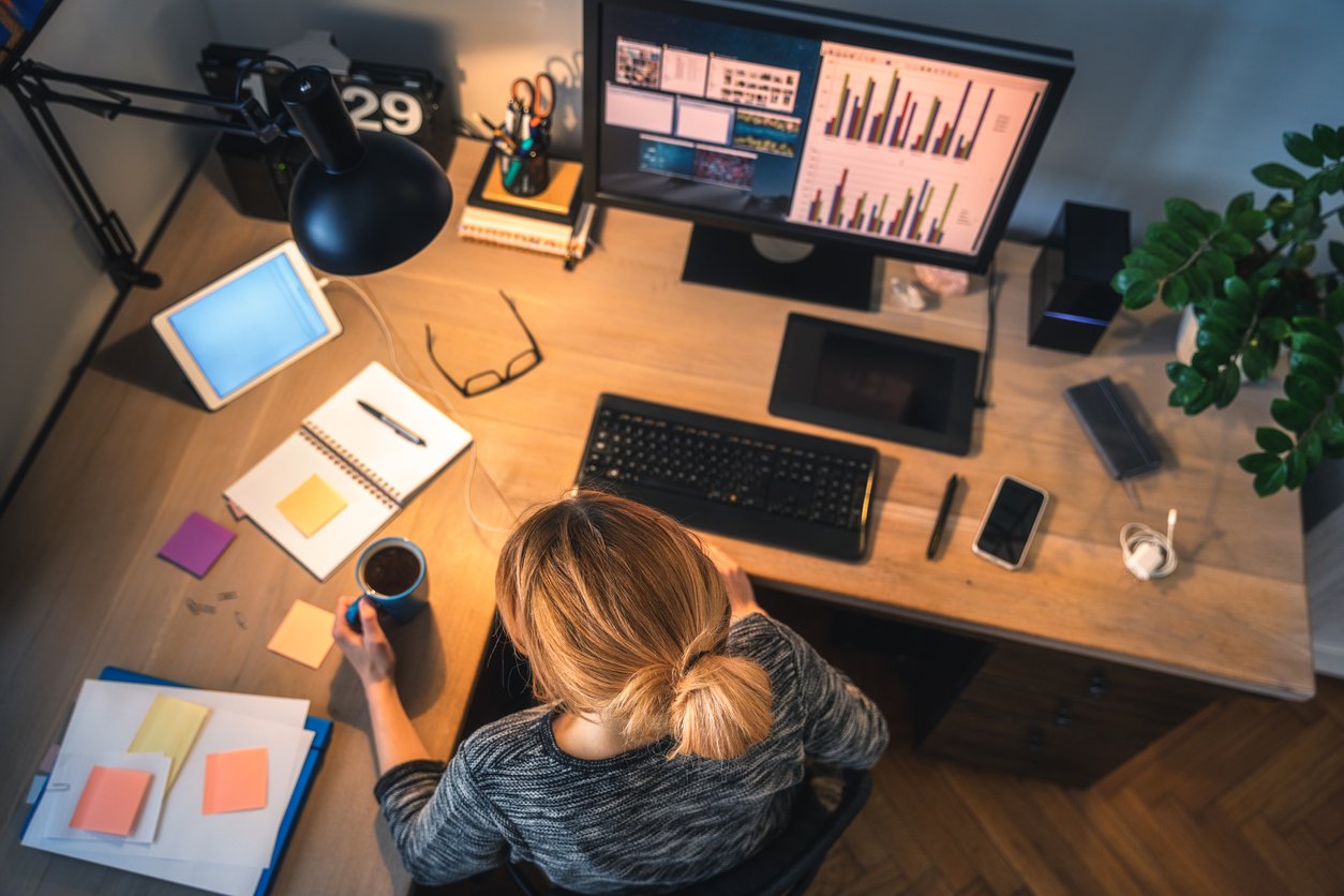 woman working in home office